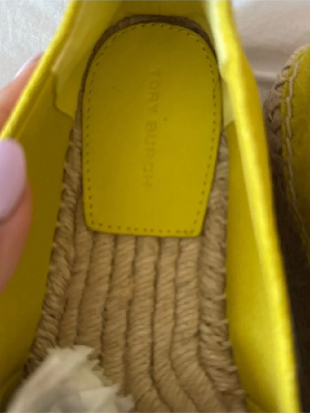 Tory Burch Lemon Yellow Suede Espadrille Platform Slip-Ons